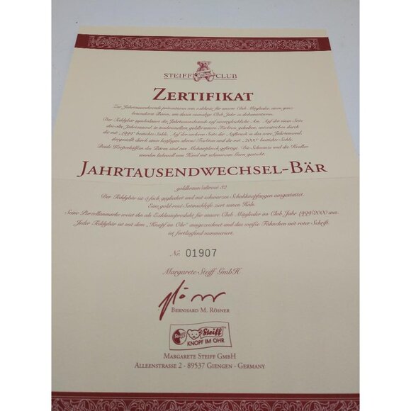 Steiff Teddy Bear Club Edition 1999/2000 Pink & Tan Jointed Plush - Picture 9 of 10